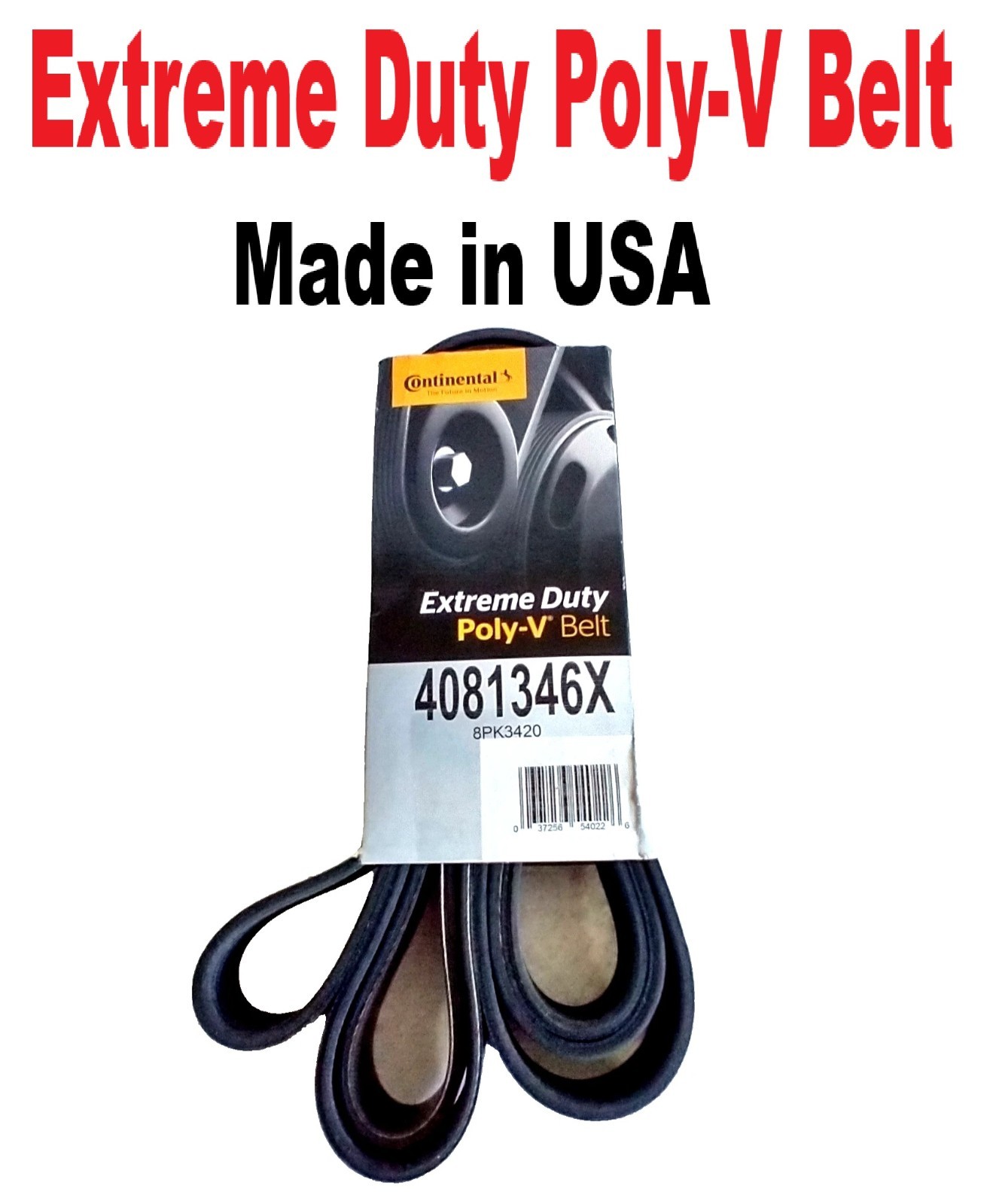 Serpentine Belt Extreme Duty Poly-V Belt CONTINENTAL 4081346X (Made in USA) Serpentine Belt Extreme Duty Poly-V Belt CONTINENTAL 4081346X (Made in USA)