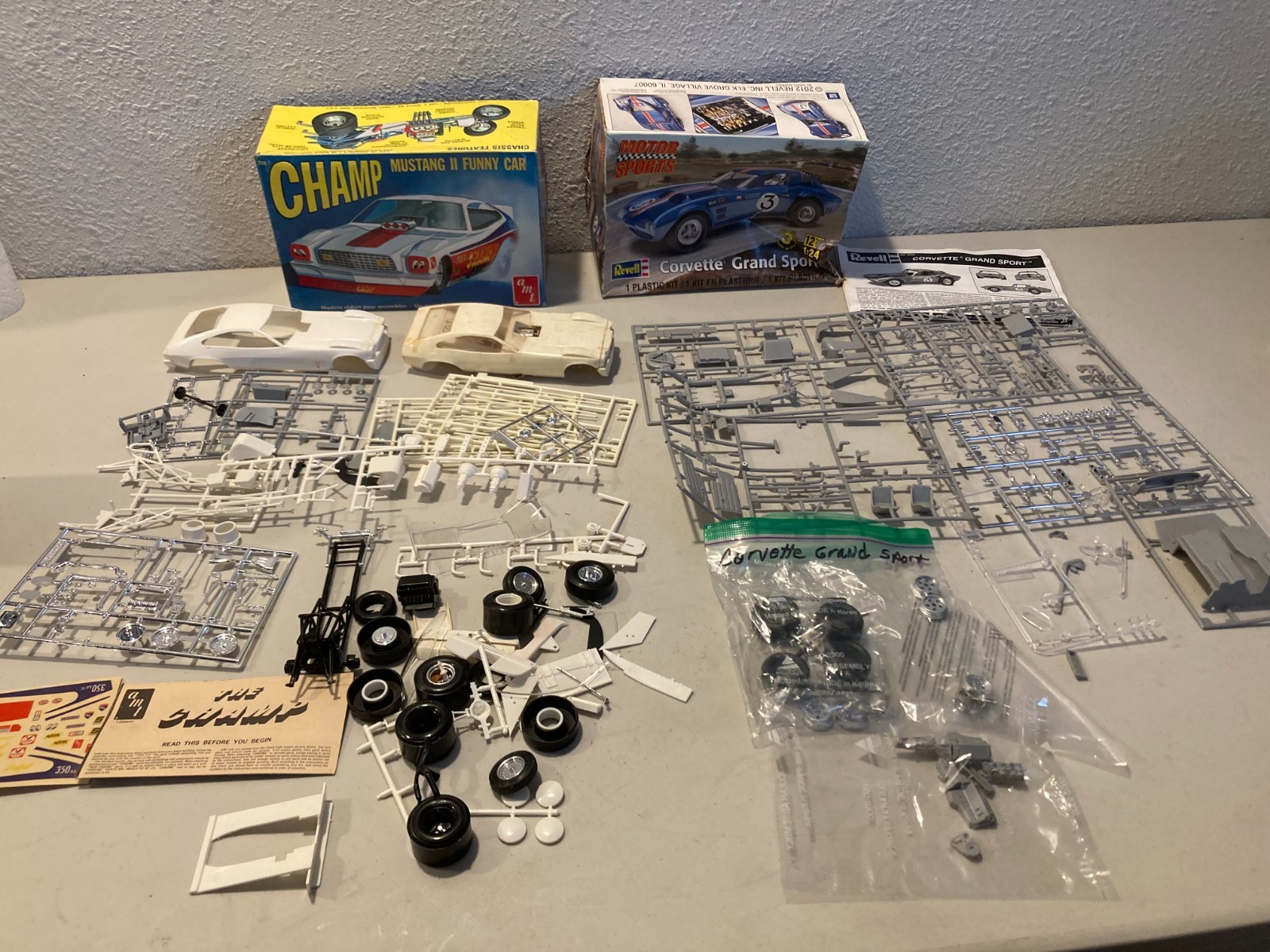 Lot of 2 Vintage Model Kits – Champ Mustang & Revell Corvette Grand Sport Lot of 2 Vintage Model Kits – Champ Mustang & Revell Corvette Grand Sport