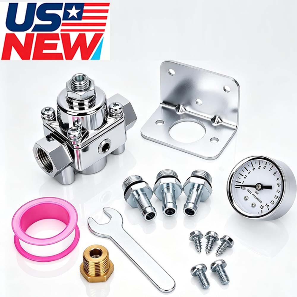 12-803 Inline Fuel Pressure Regulator w/ Gauge For Holley Edelbrock Carb
