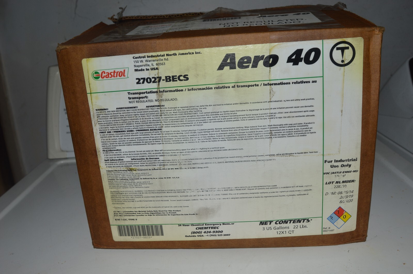 Castrol Aero 40 Landing Gear Strut FLUID BMS 3-32C TYPE II  27027-BE Full Case