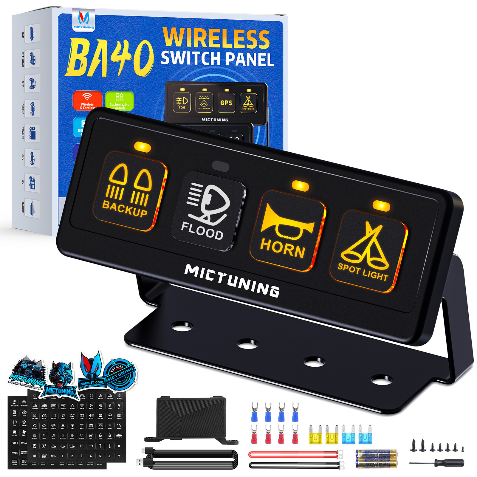 MICTUNING LED Wireless Switch Panel- 4/6/8/12 Gang LED Light Control Circuit Box MICTUNING LED Wireless Switch Panel- 4/6/8/12 Gang LED Light Control Circuit Box