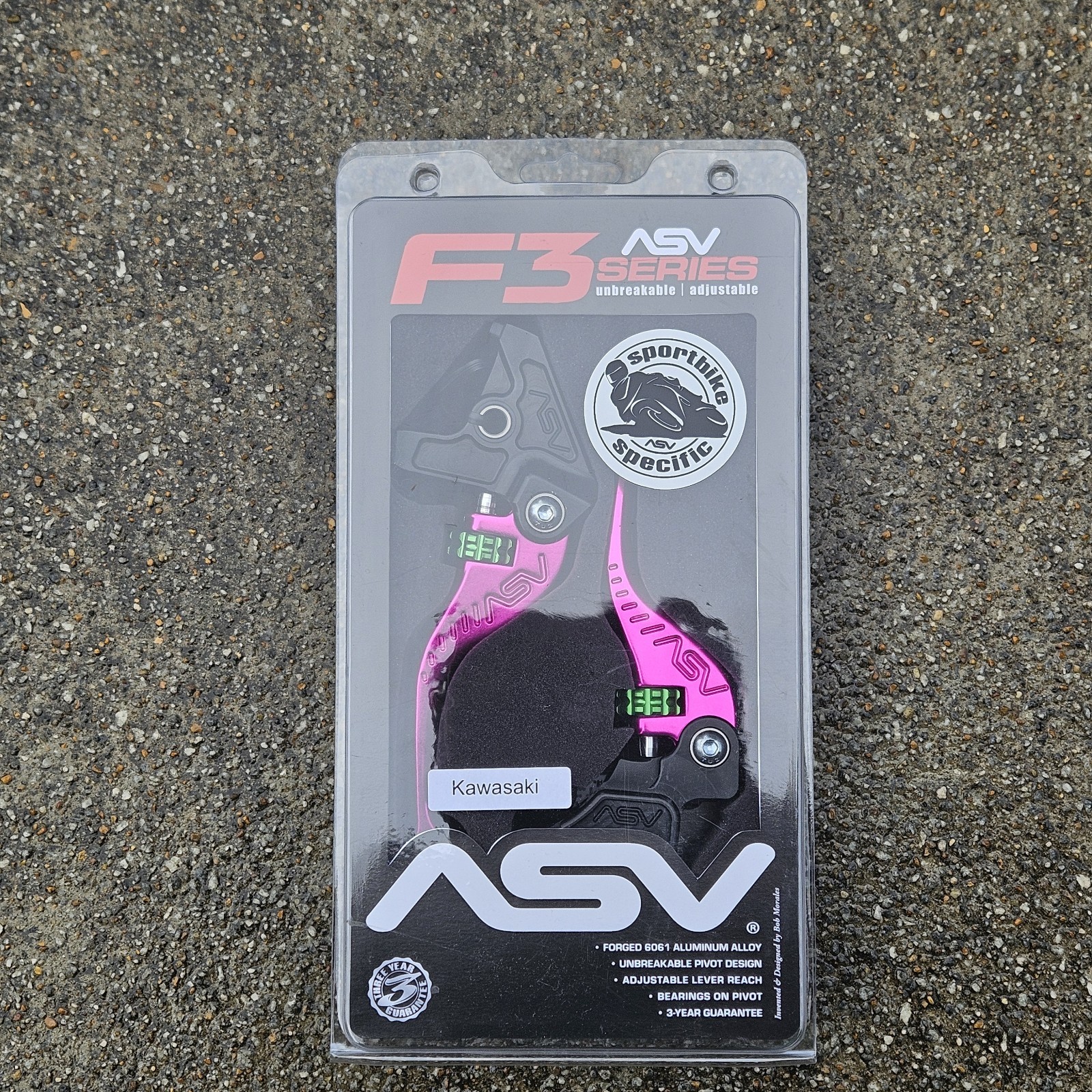 ASV F3 Shorty Pink Brake Clutch Lever Set Kawasaki CRF342-SP BRF341K-SP NEW