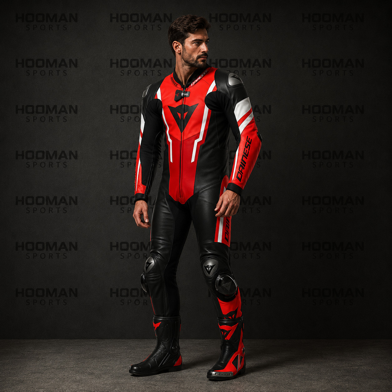 Men\'s Genuine Leather Motorcycle Track Riding Suit Red Available In All Sizing 
