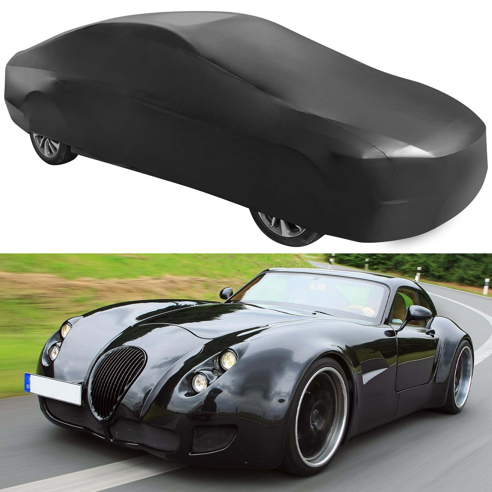 Waterproof Full Car Cover Outdoor Indoor Satin Stretch Black For Wiesmann GT