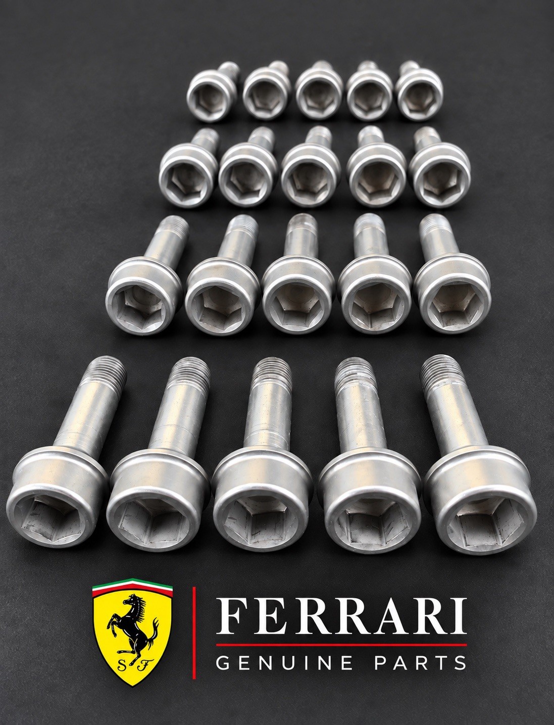 Genuine Ferrari Factory Original Titanium Wheel Bolts – Full Set of 20