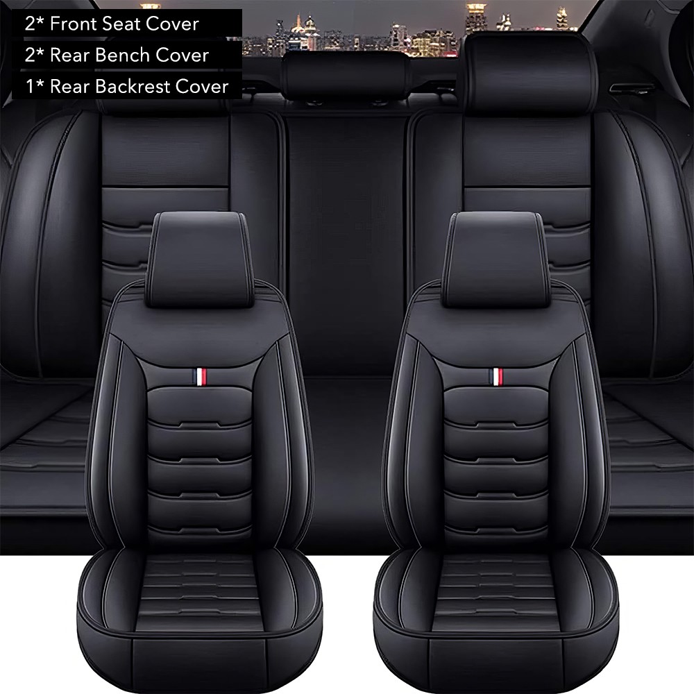 Car Seat Covers for Toyota Chevrolet Full Set Pu Leather 5 Seats Vehicle Cushion
