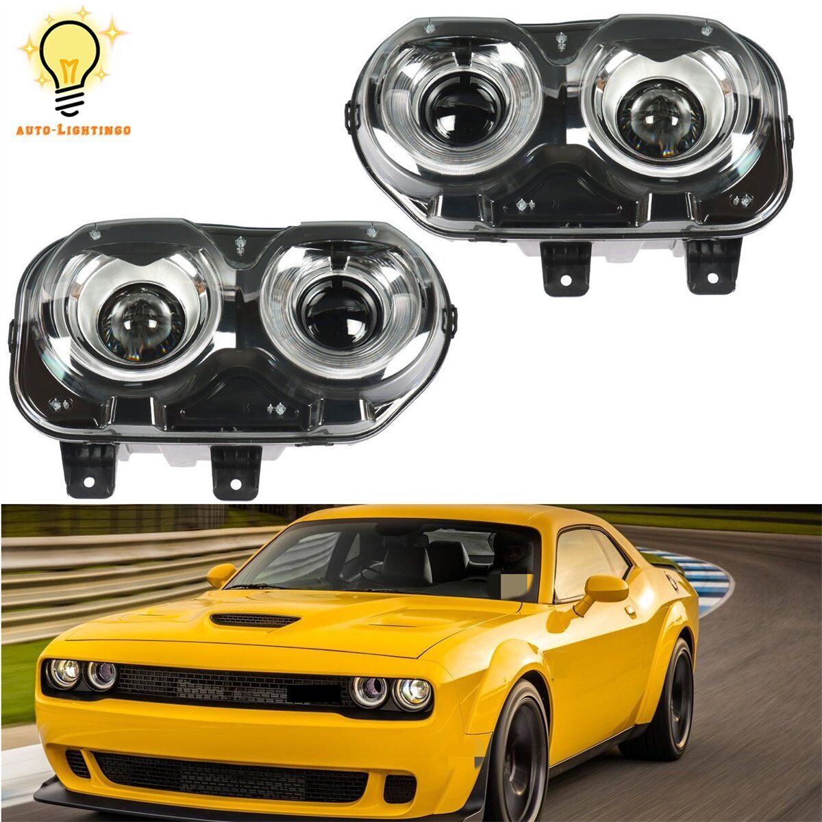 Headlights Headlamps Left+Right For 2015 2016-2018 Dodge Challenger Replacement