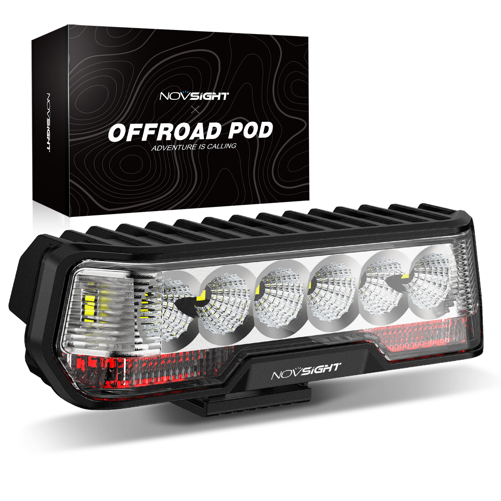 NOVSIGHT 6\'\' LED Integrated Reverse Brake Light Flood Beam IP68 for Cars Trucks