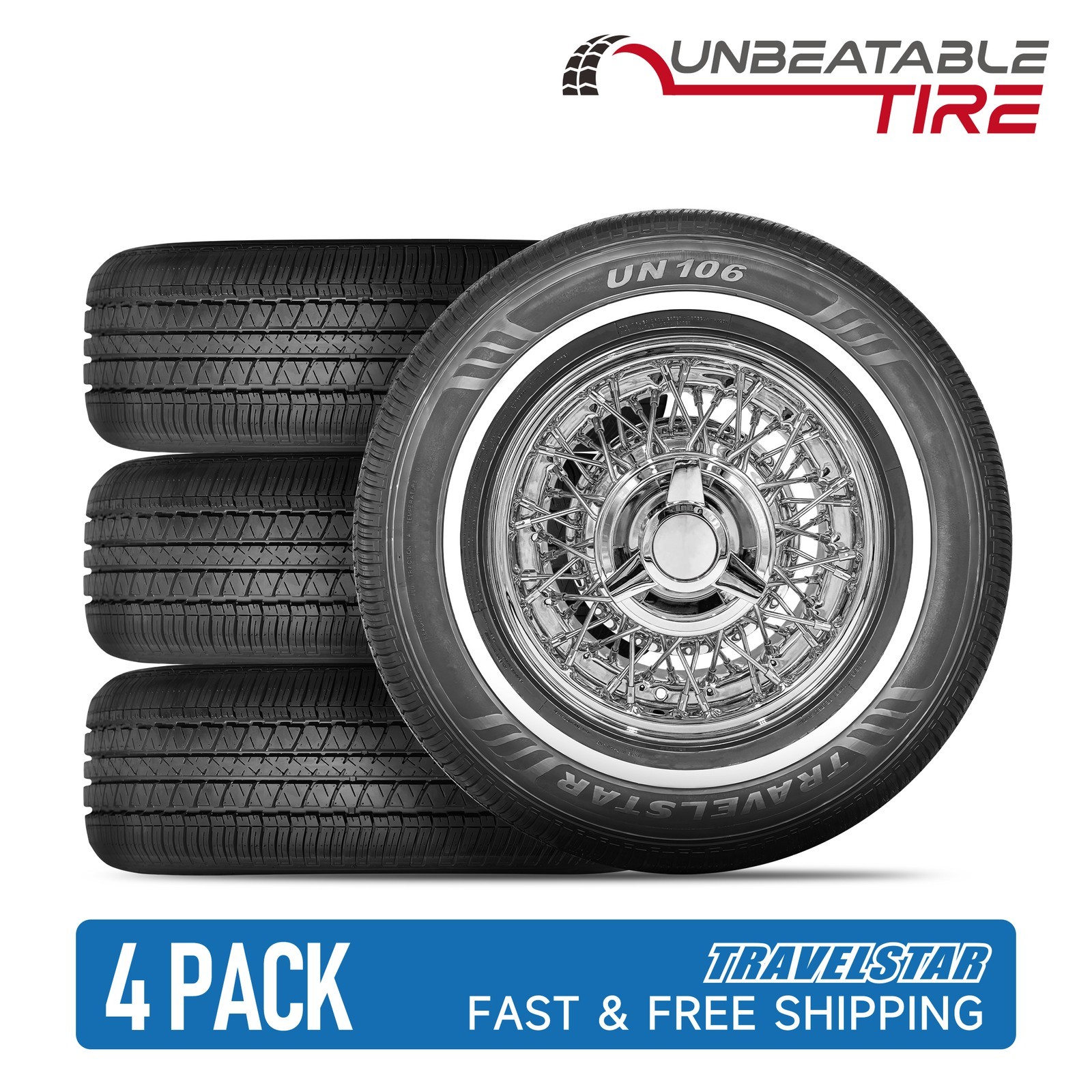 Set of 4 Travelstar UN106 215/70R15 98T 18mm White Wall A/S Passenger Car Tires Set of 4 Travelstar UN106 215/70R15 98T 18mm White Wall A/S Passenger Car Tires