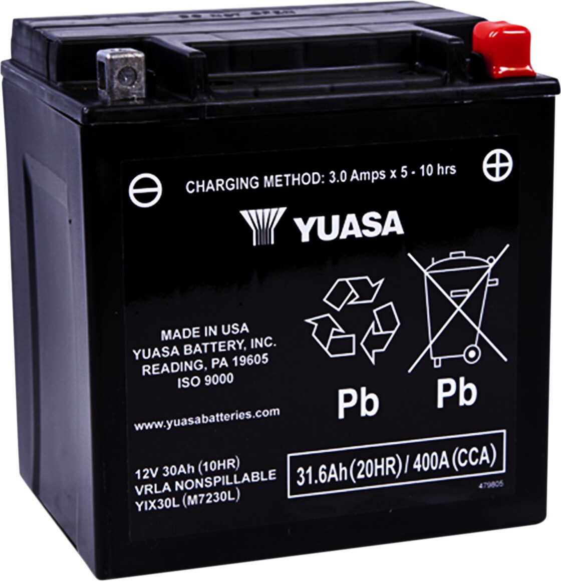 Yuasa YIX30L Factory Activated Maintenance Free AGM Battery 12V 30Ah 400CCA
