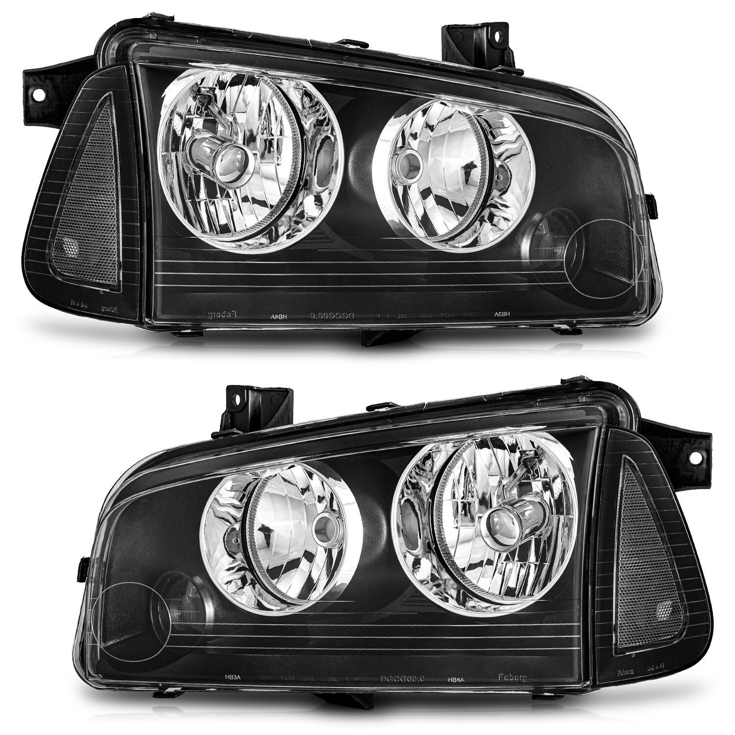 For 2006-2010 Dodge Charger Headlights Headlamps W/ Corner Lights Left+Right