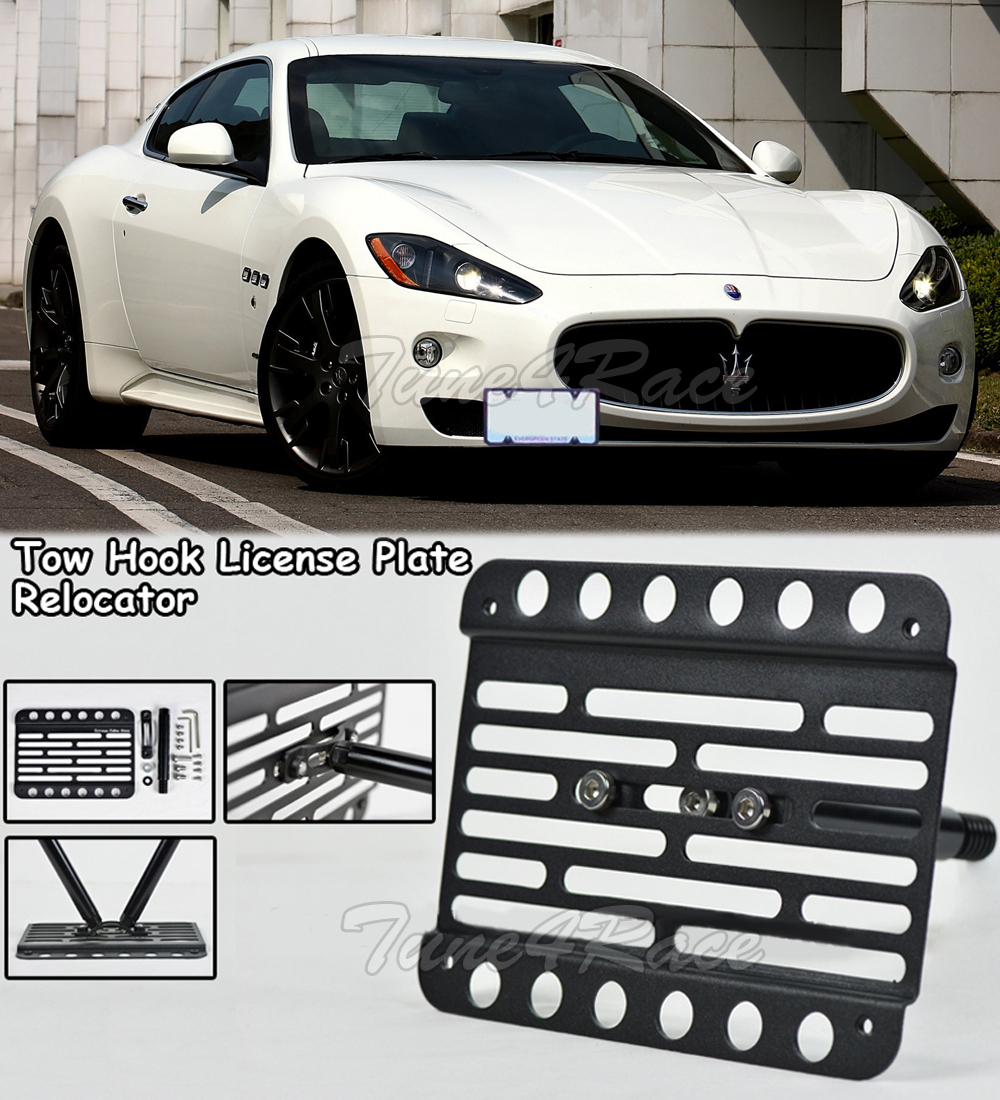 For 2008-2019 Maserati Gran Turismo Front Bumper Tow Hook License Plate Bracket