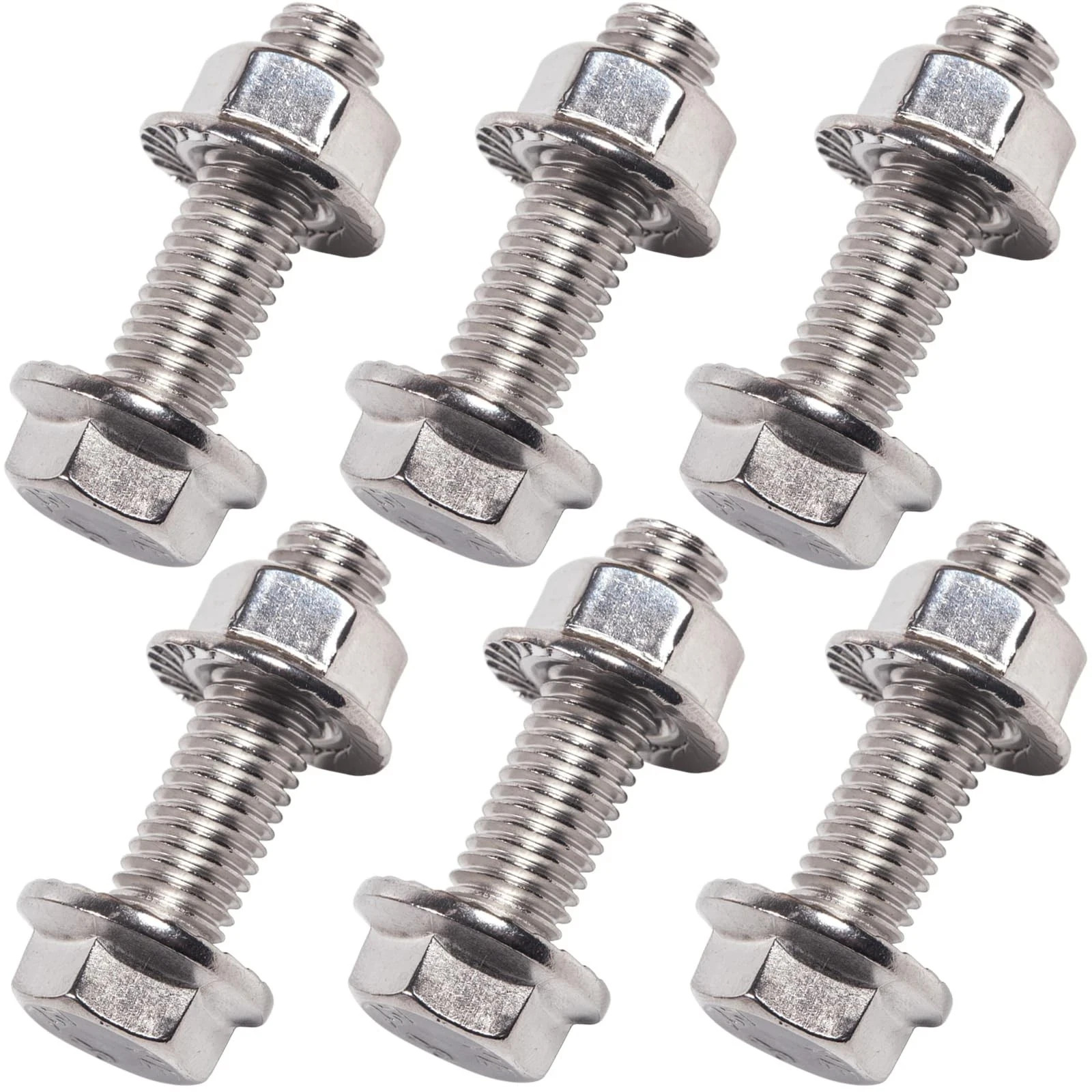 M10X1.5-35mm Stainless Steel Exhaust Bolt Flange Screws M10X1.5-35mm, 6 Set 