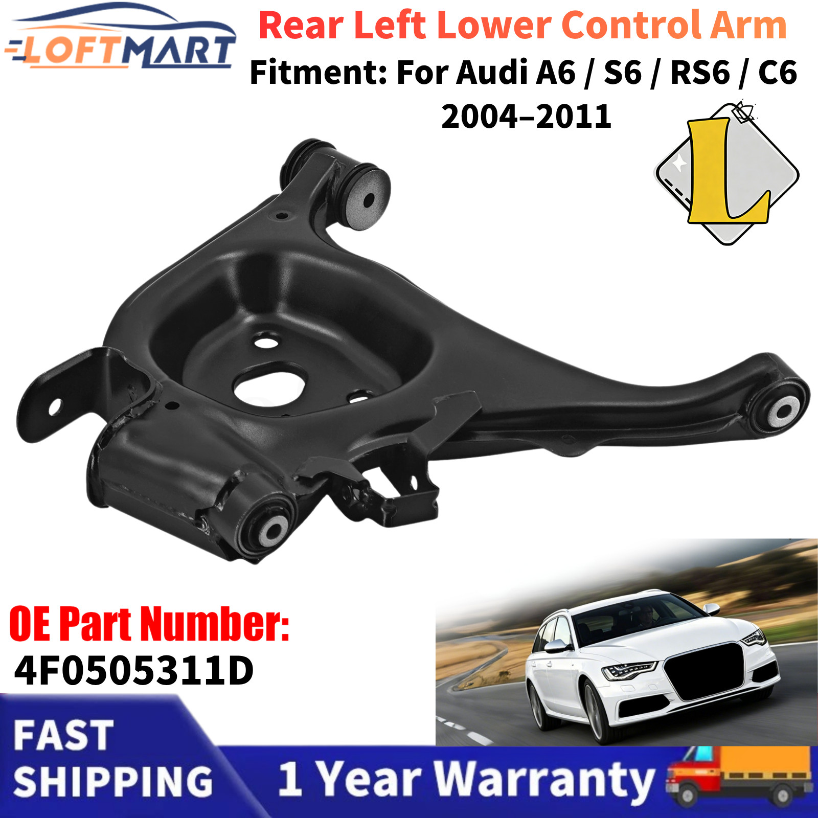 Rear Lower Control Arm Left For AUDI A6 S6 RS6 C6 QUATTRO 2004-2011 4F0505311D