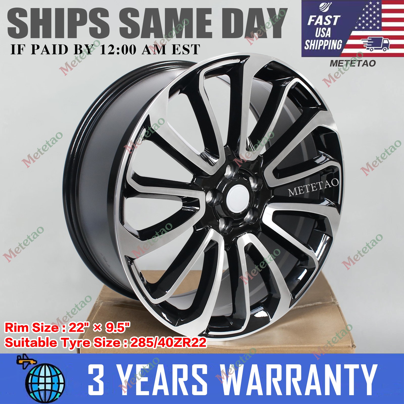 New 22Inch x 9.5Inch Wheel Rim Replacement For 2013-2022 Land Rover Range Rover