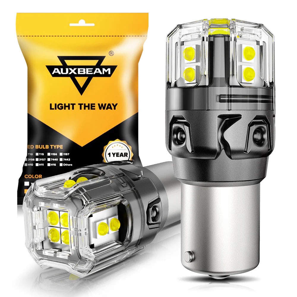 AUXBEAM 1156 LED Reverse Backup Light Bulbs White 6500K BA15S CANBUS Error Free