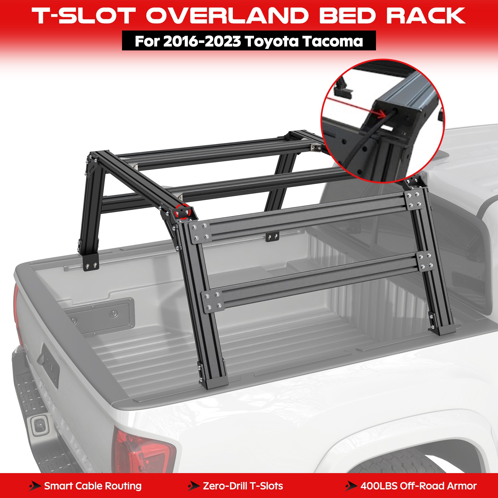 1500lbs Overland Truck Bed Ladder Rack Cargo Carrier For Toyota Tacoma 2005-2023