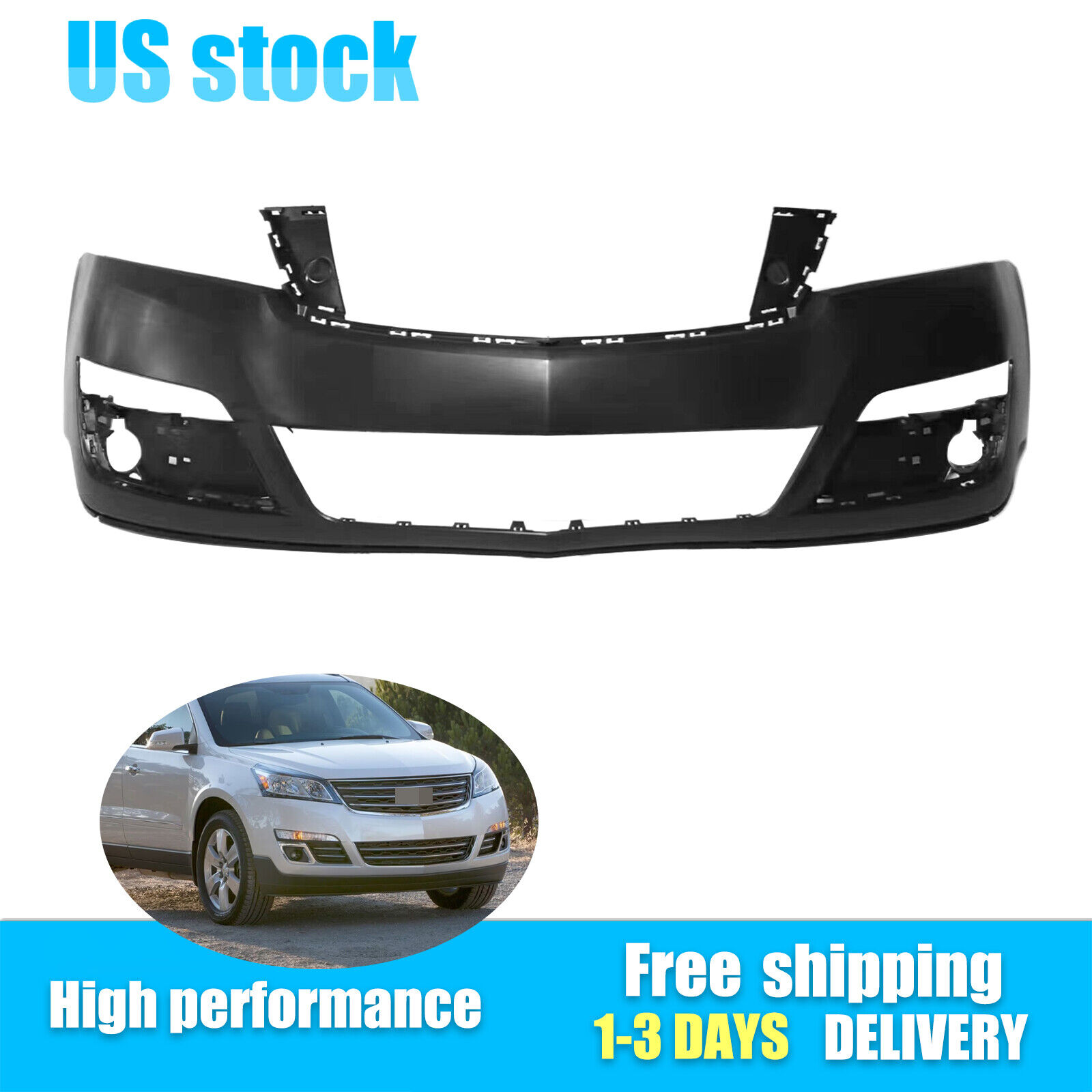 For 2013-2017 Chevy Traverse Front Upper Bumper Cover W/O Park Sensor Cut-out