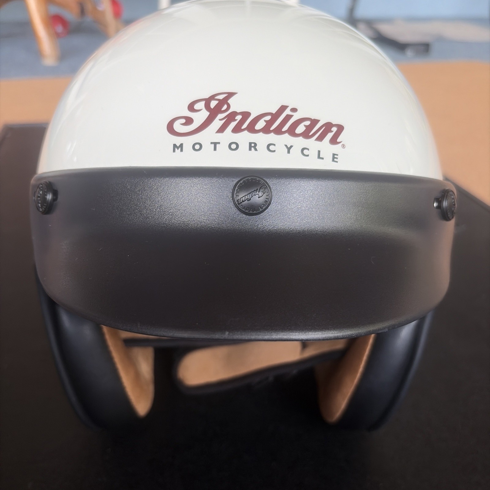 New Indian Motorcycle L White Retro Open Face Helmet A500 R282