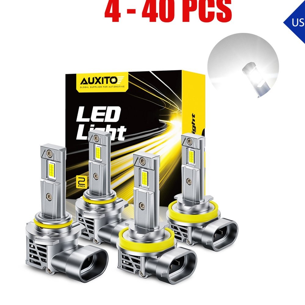 LED Headlight H11 9005 6500K Hi/Lo Beam Bulbs 4-40X White Lamp Canbus AUXITO M6S