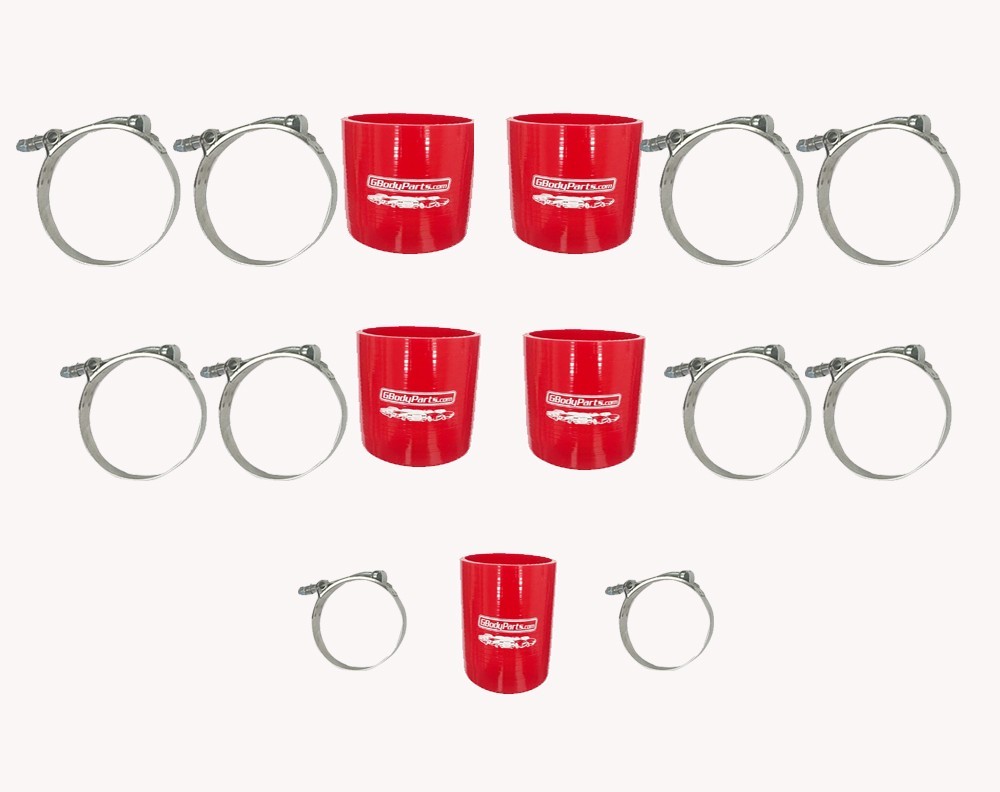 1986-1987 Grand National MAF Pipe Turbo Intercooler Hoses T-Bolt Clamp Set RED