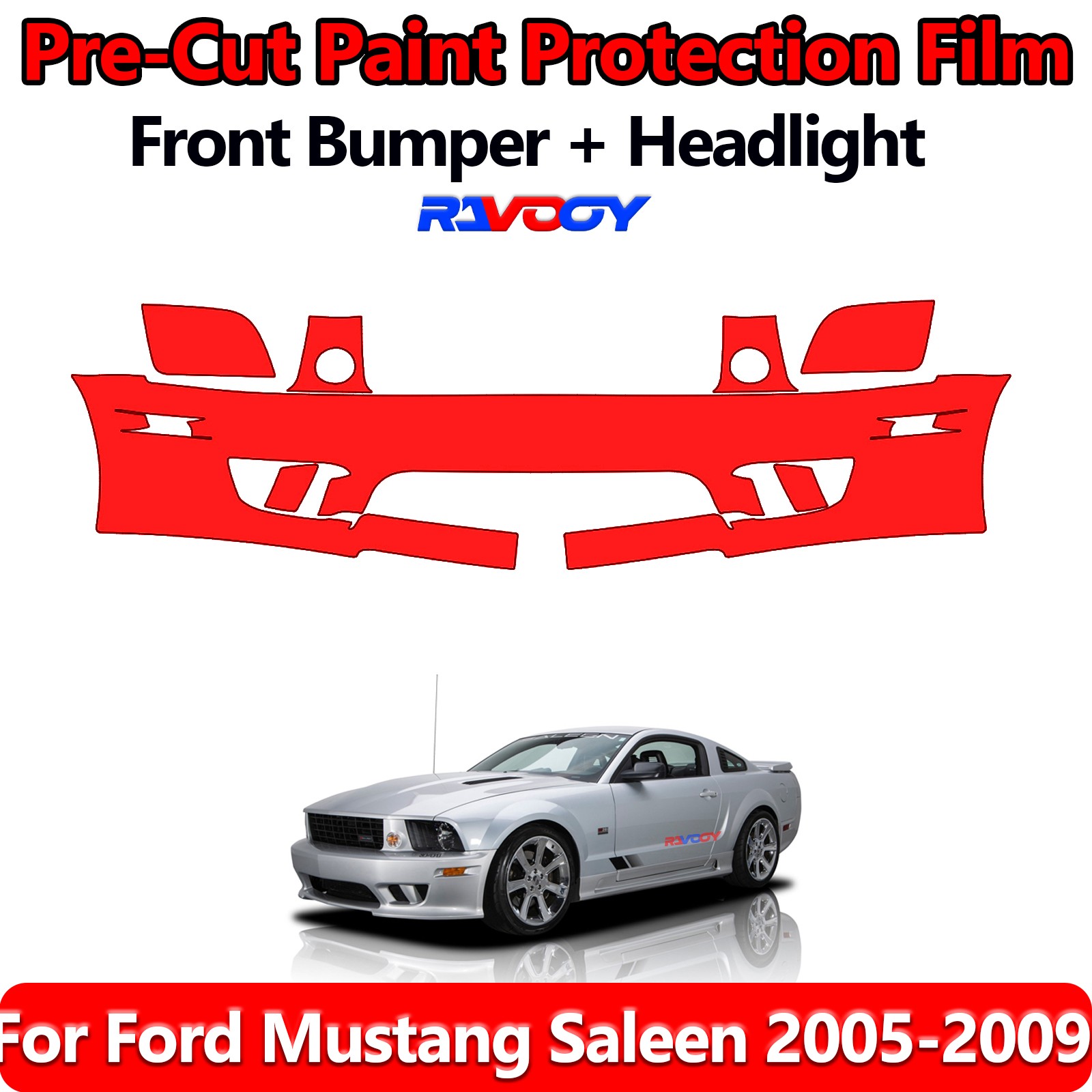 8.5Mil PreCut Front Bumper PPF Kit Film For Ford Mustang Saleen 2005-2009