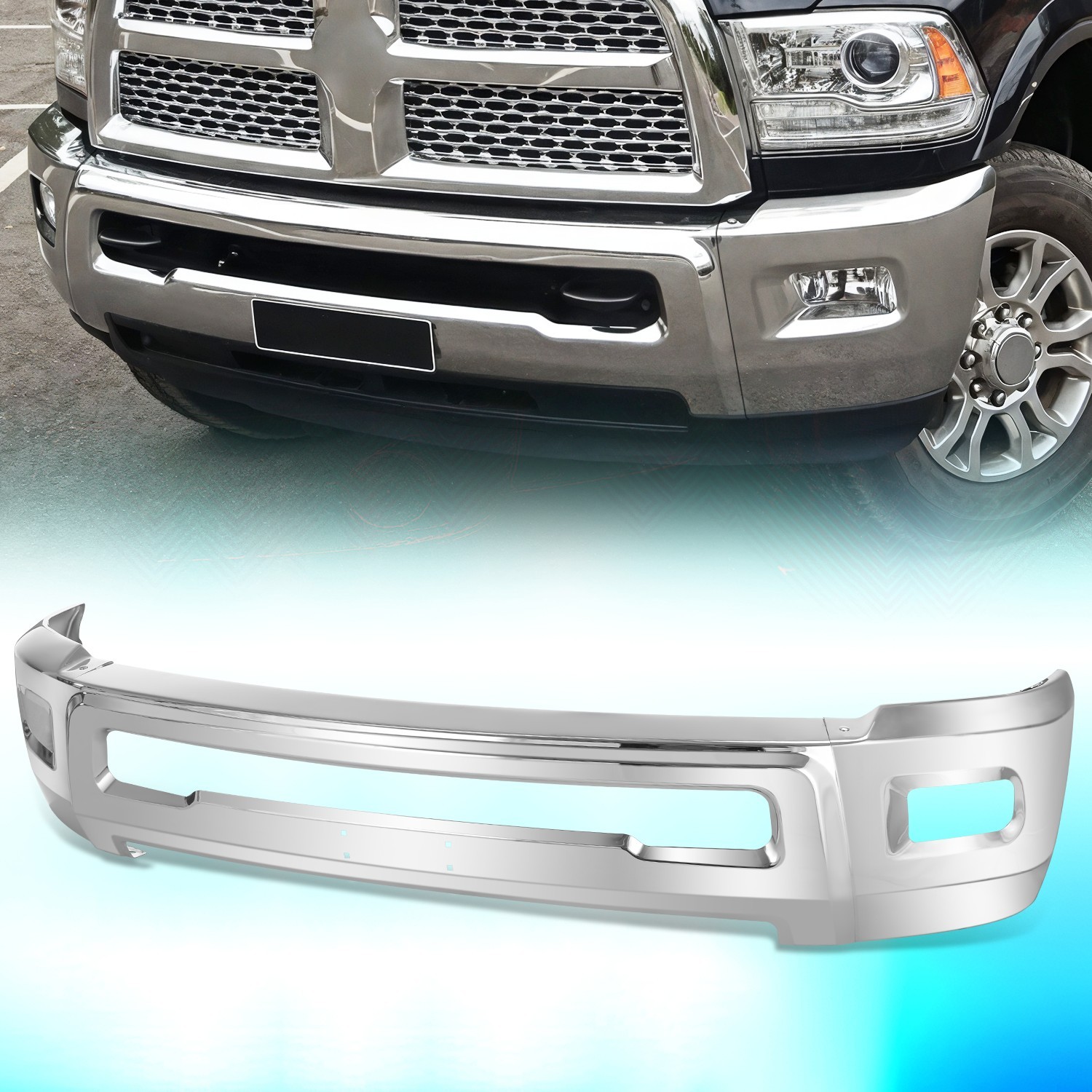 For 2010-2018 Dodge Ram 2500 3500 Front Bumper Face Bar w/ Fog Light Hole Chrome For 2010-2018 Dodge Ram 2500 3500 Front Bumper Face Bar w/ Fog Light Hole Chrome