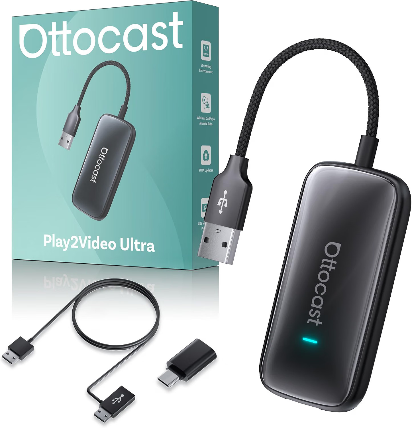 OTTOCAST Magic AI Box 2026 4GB+32GB Wireless CarPlay Adapter Play2Video Ultra