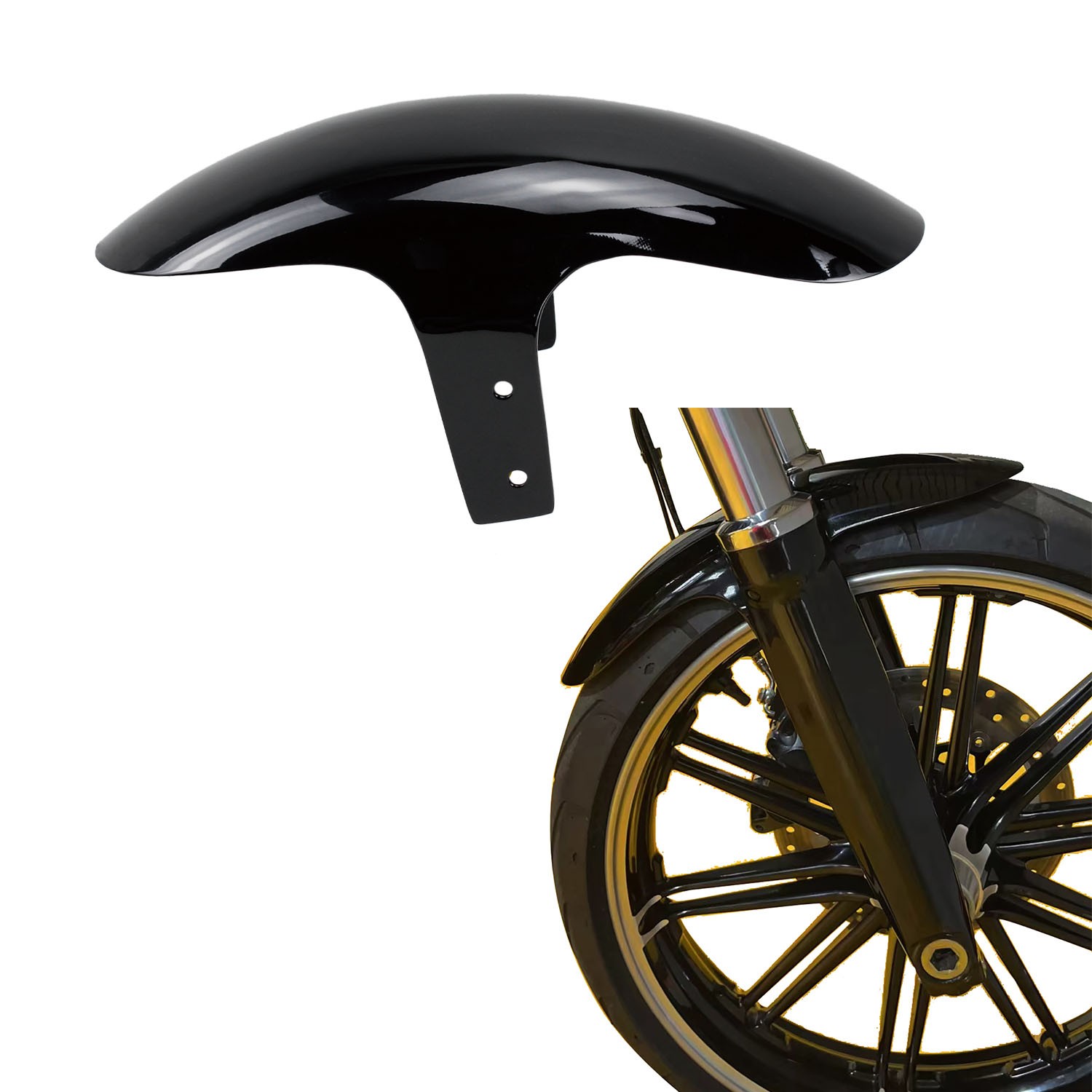 Gloss Black Fiber Glass Front Fender for Harley 13-23 Softail Breakout FXSB FXBR