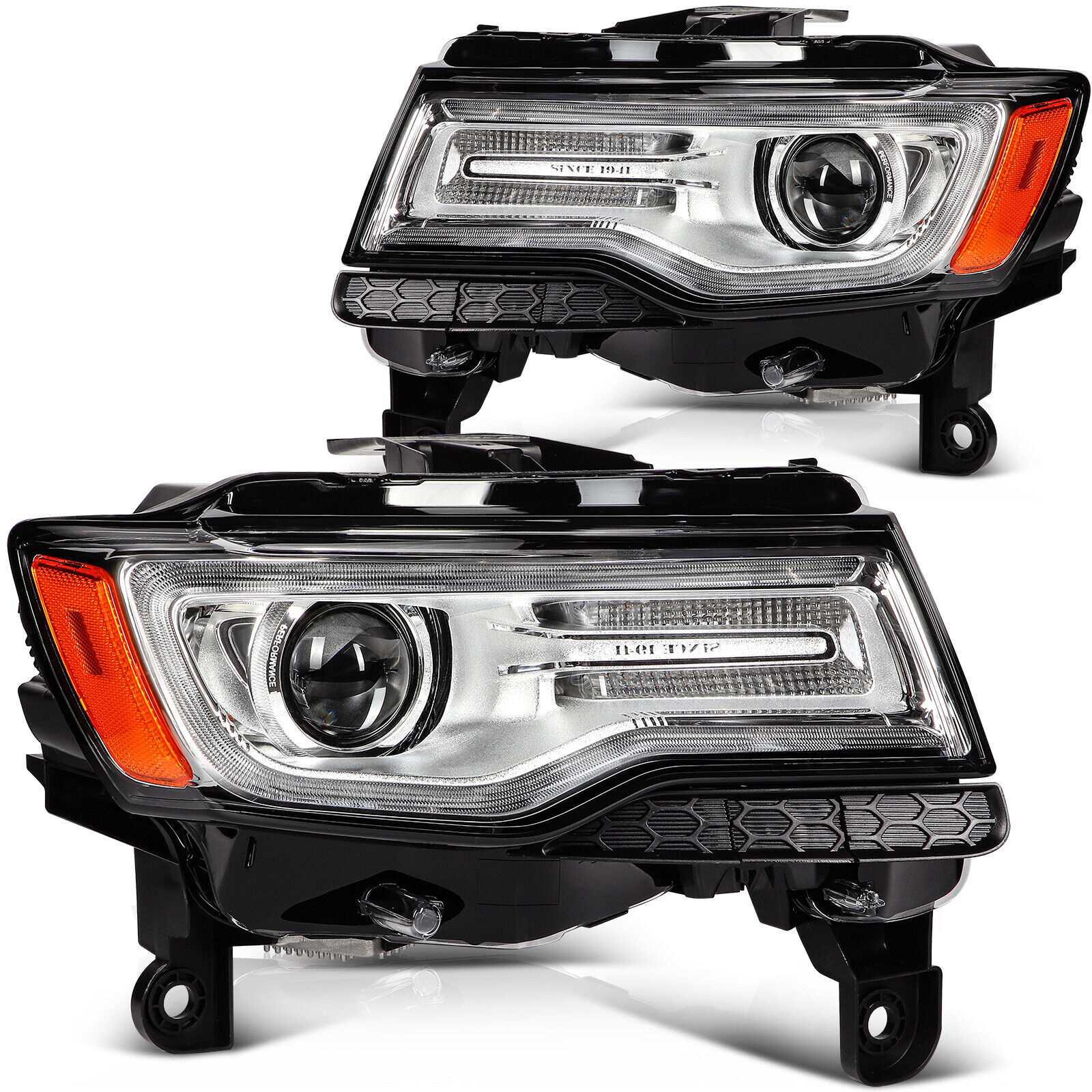 For 2014-2016 Jeep Grand Cherokee HID Xenon Projector Headlight W/ LED DRL Pair