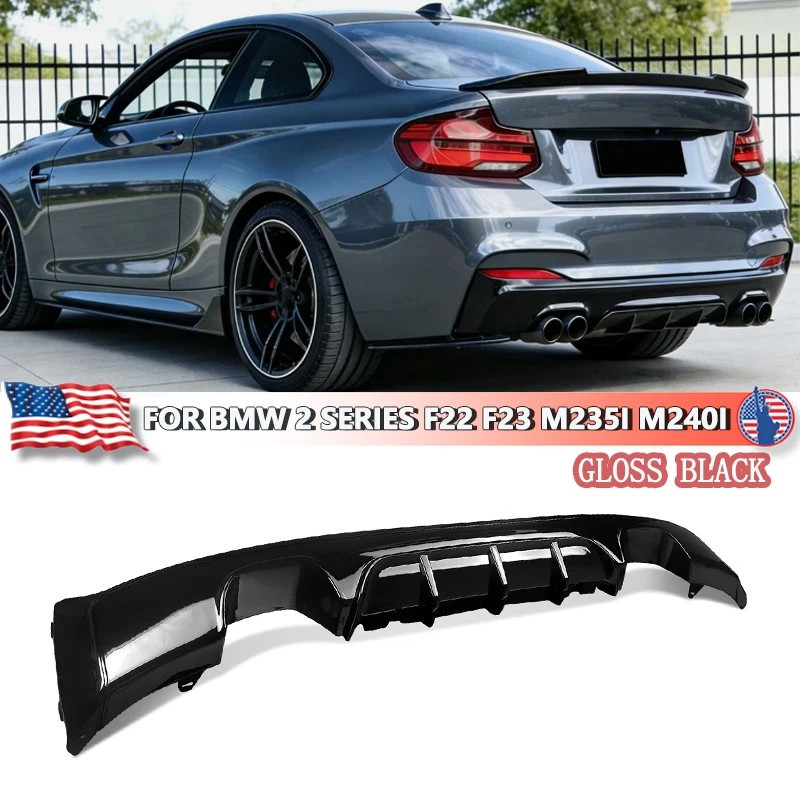 Gloss Black Rear Bumper Diffuser Fits BMW 2 Series F22 M Sport Coupe 2014-2020