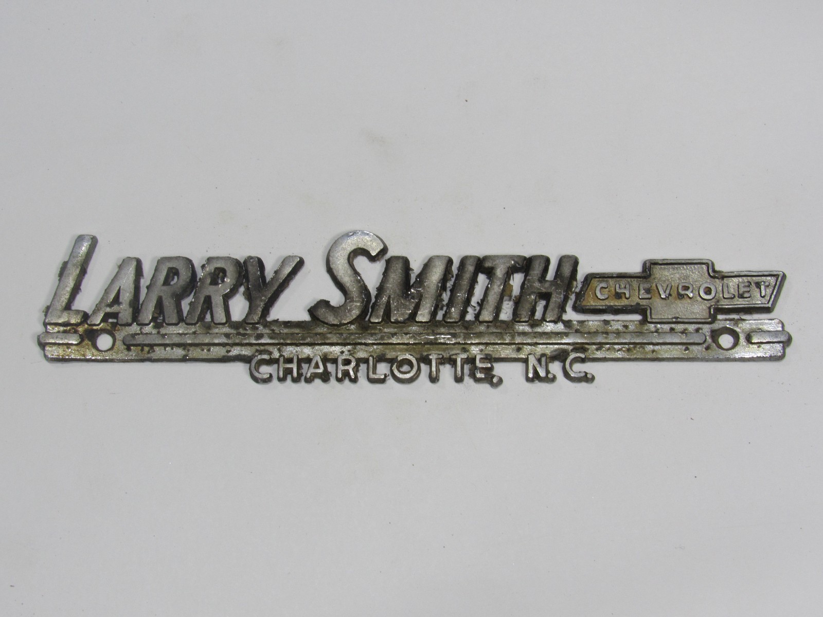 VTG Larry Smith Chevrolet Charlotte North Carolina Metal Dealership Badge Emblem VTG Larry Smith Chevrolet Charlotte North Carolina Metal Dealership Badge Emblem