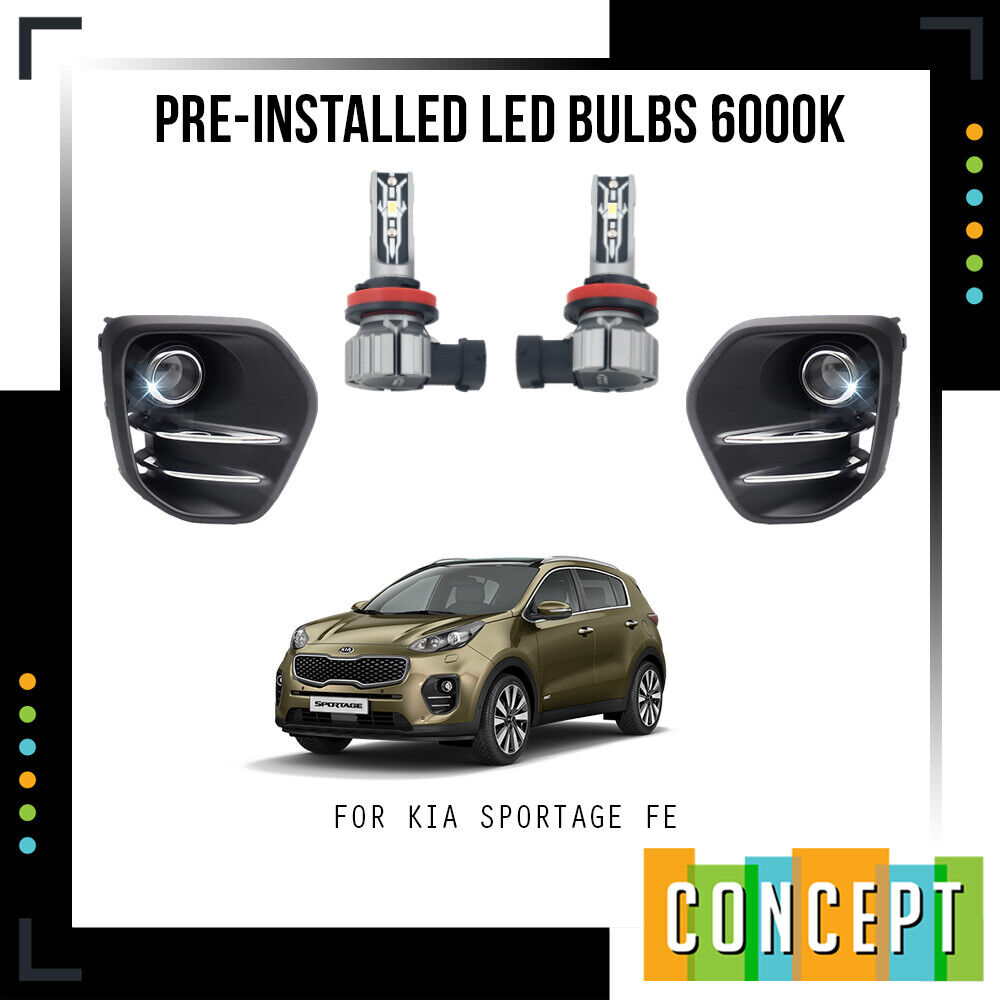 For 2017-2018 Kia Sportage Fog Lights with LED Bulbs & Assembly Set