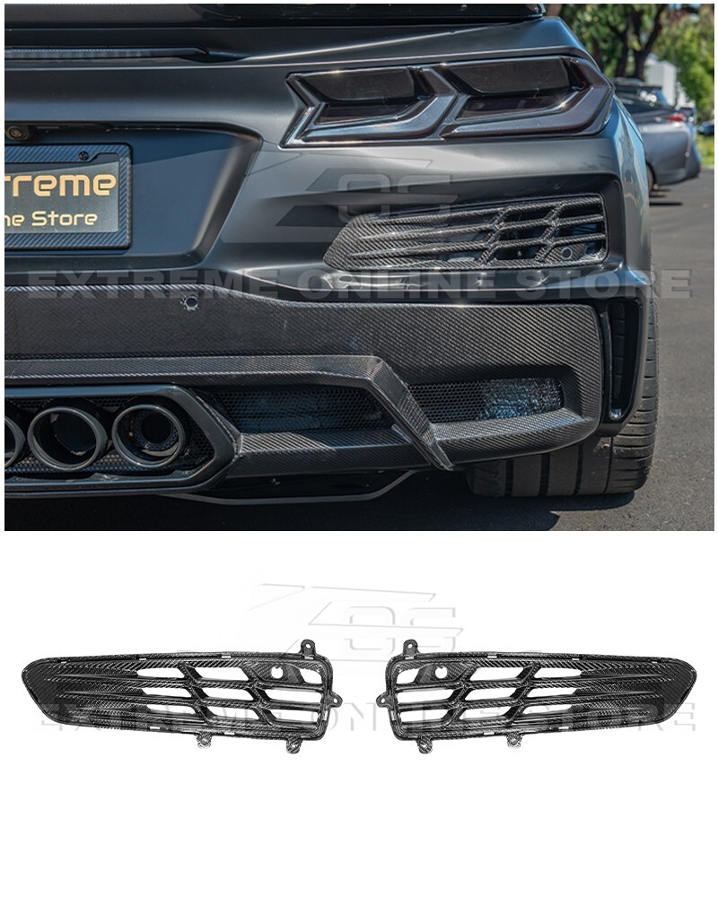 CARBON FIBER Replacement Rear Bumper Grille Vent Insert 23-Up Corvette C8 Z06