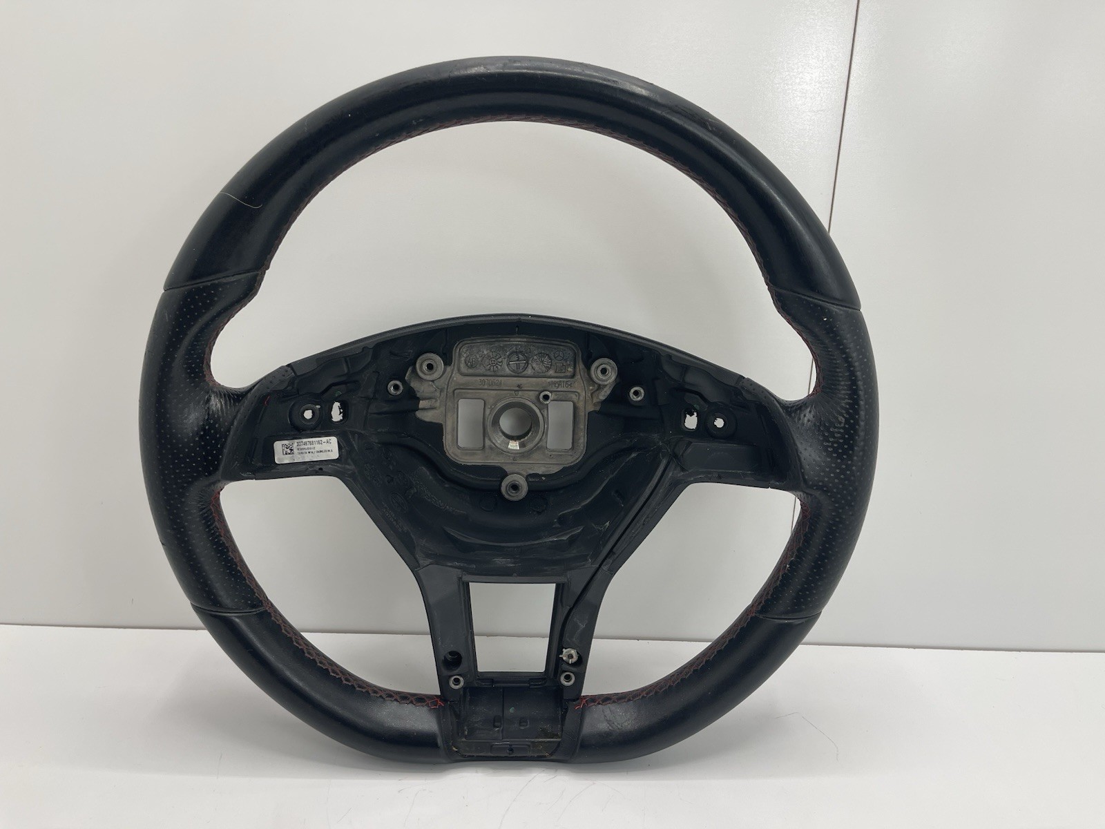 12-15 Mercedes C250 C350 COUPE Steering Wheel Bare Leather Black Red Stitching 12-15 Mercedes C250 C350 COUPE Steering Wheel Bare Leather Black Red Stitching