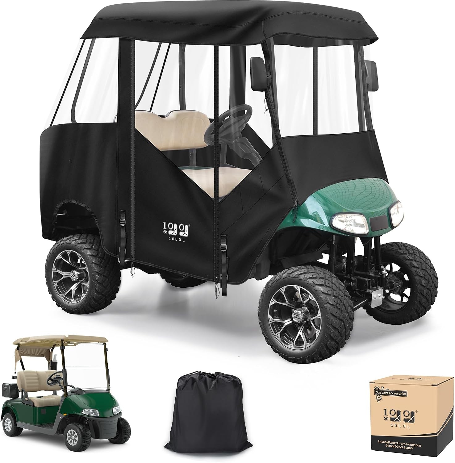 10L0L Golf Cart Enclosure for EZGO RXV 2 Passenger All-Weather Waterproof Rain C