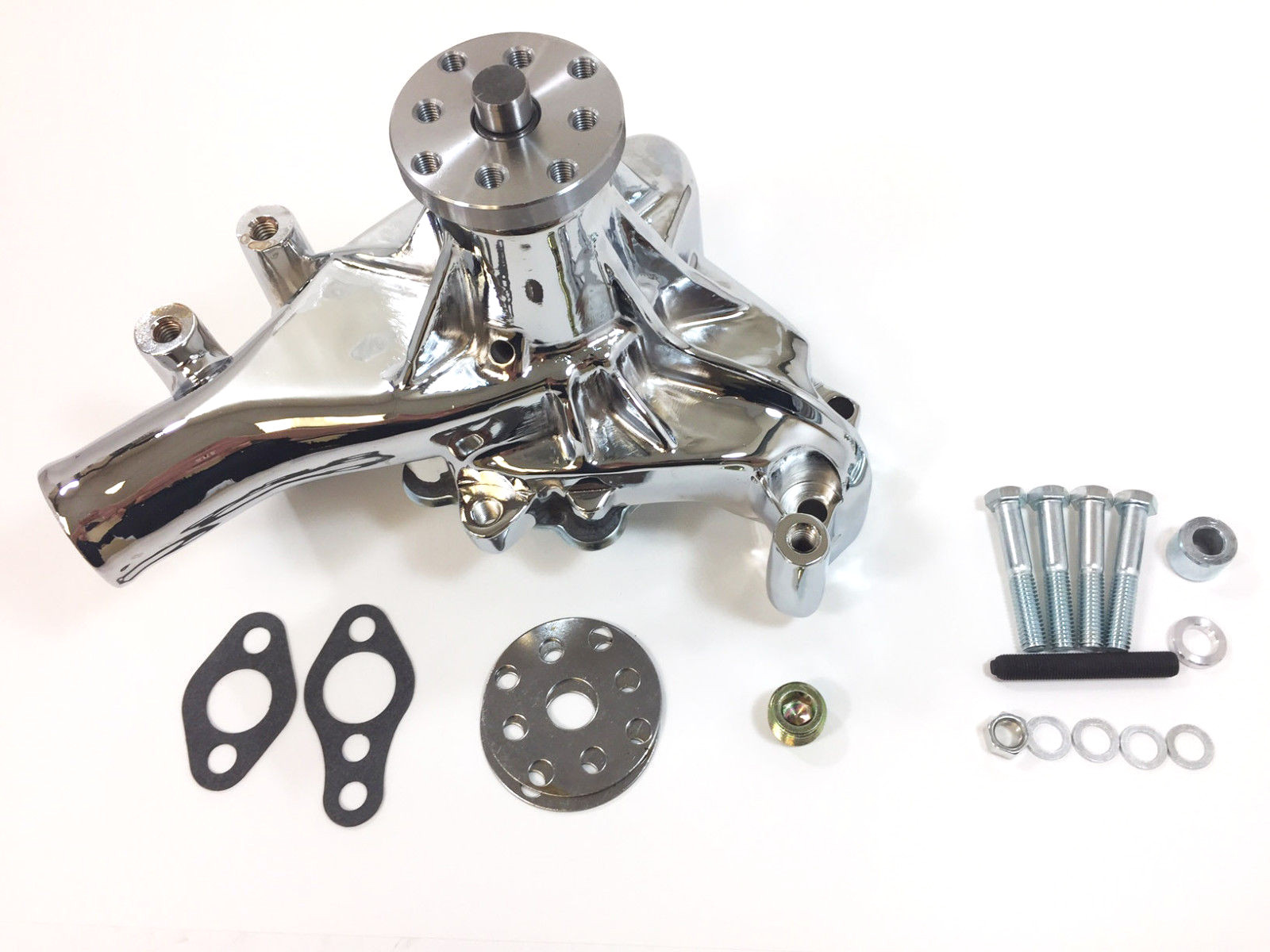 Chrome SB Chevy Water Pump Long SBC 283 327 350 383 High Volume Chrome Aluminum