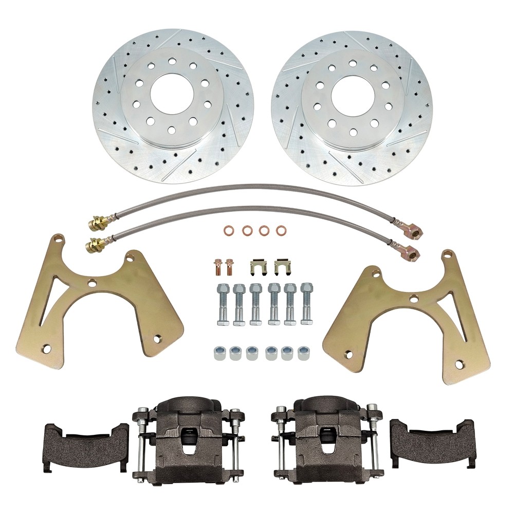 Bolt-On Rear Disc Brake Conversion Kit For GM 10 & 12 drilled and slotted rotors