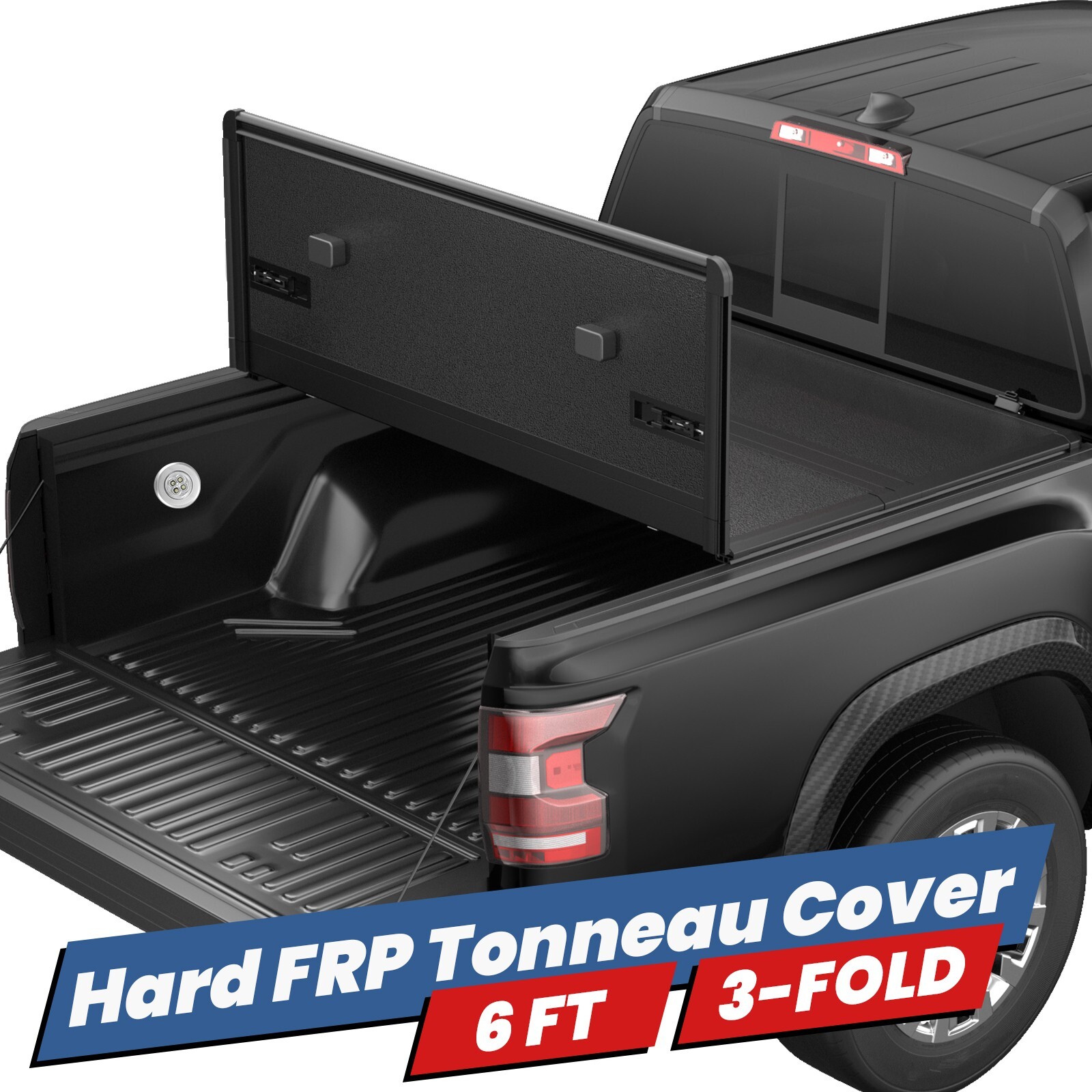 6FT Hard Truck Tonneau Cover 3-Fold For 2005-2026 Nissan Frontier Fiberglass