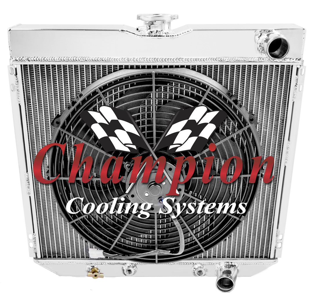 1967-1970 Ford Mustang All Alum 3 Row Champion Radiator Fan Combo