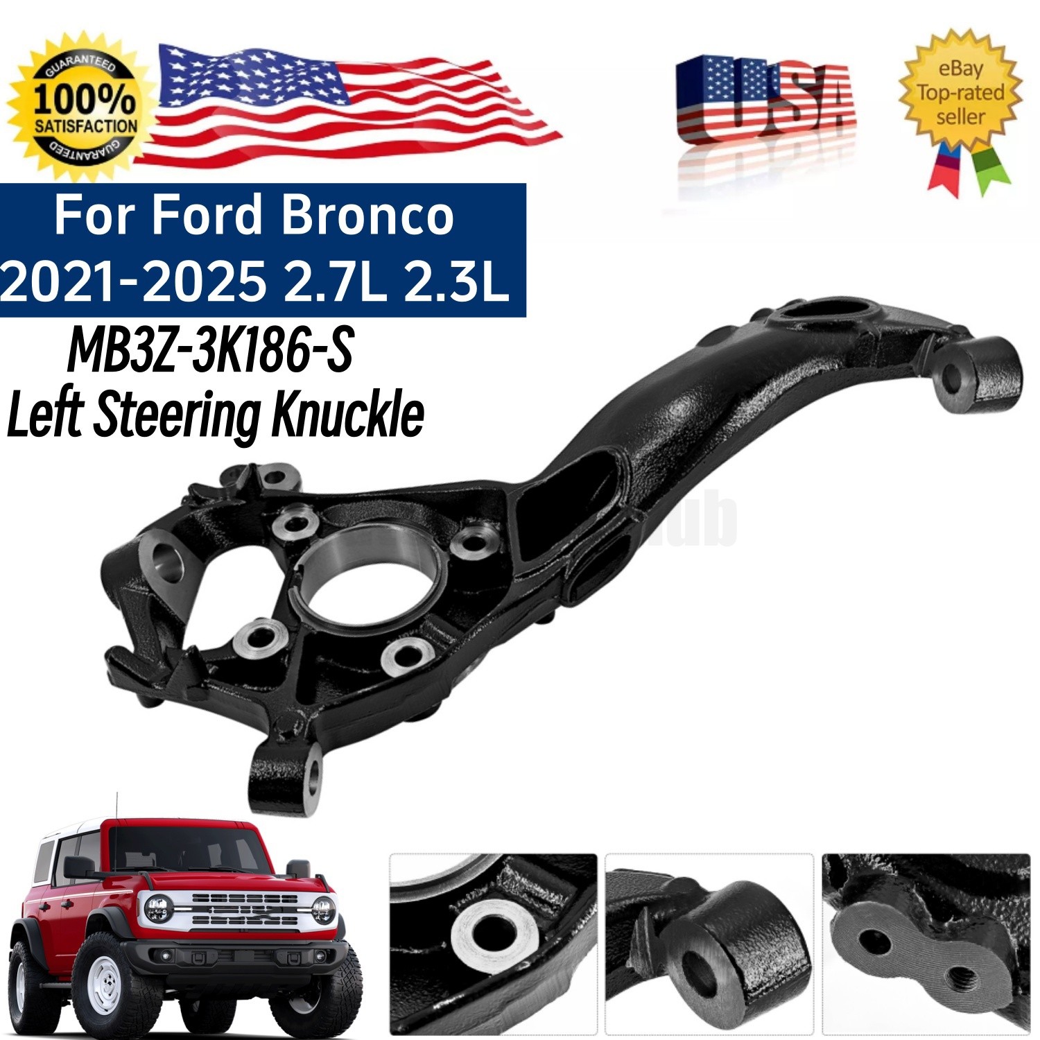 For Ford Bronco 2.3L 2.7L 2021-2025 Left Steering Knuckle MB3Z-3K186-S NEW