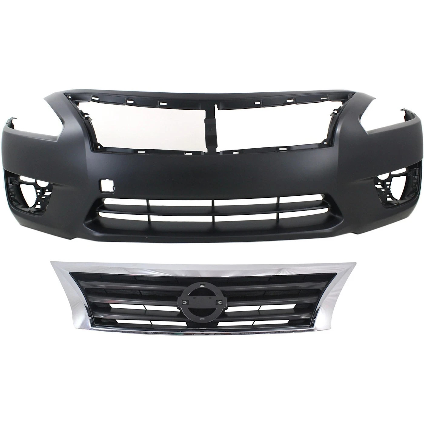Front Bumper Cover and Grille Kit For 2013-2015 Nissan Altima Base Sedan S SL SV