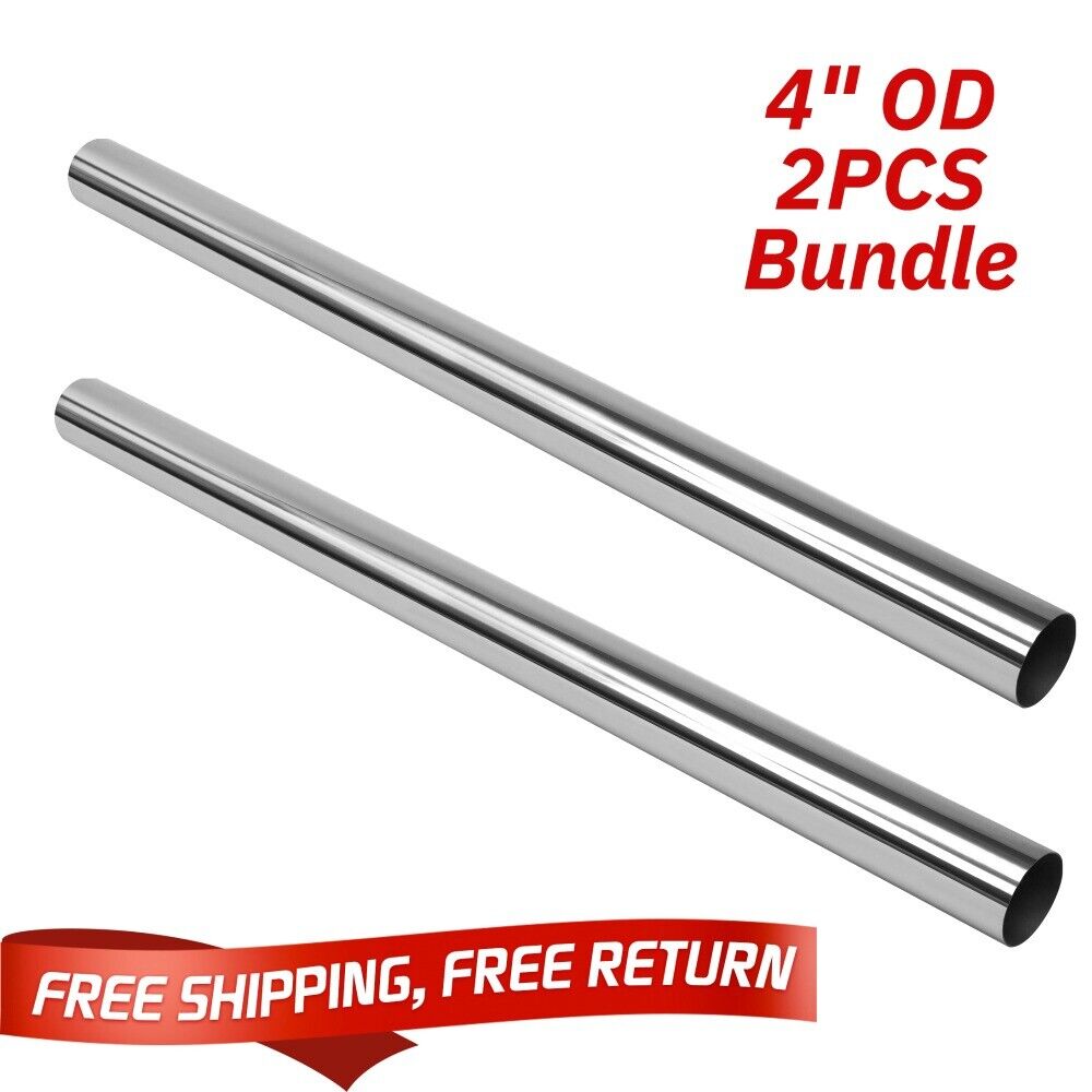 4 inch OD T304 Stainless STEEL 4\' Foot long STRAIGHT EXHAUST PIPE 17 gauge
