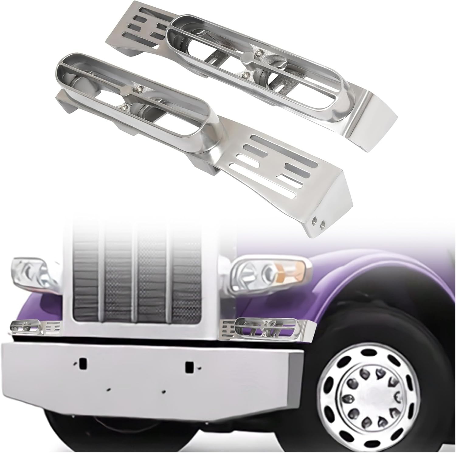 HECASA Front Fender Light Brackets w/Mounting Hardware For Peterbilt 389 388