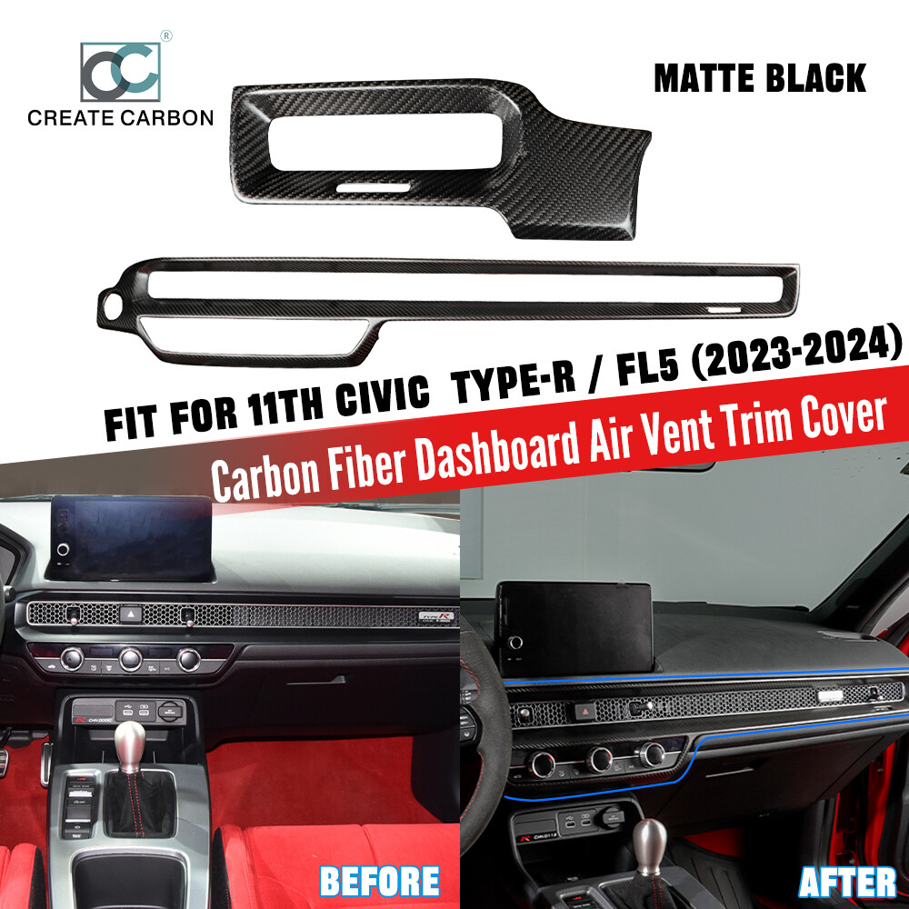 2pcs Real Carbon Fiber Dashboard Panel Trim For 11th Gen Civic Type R FL5 (LHD)