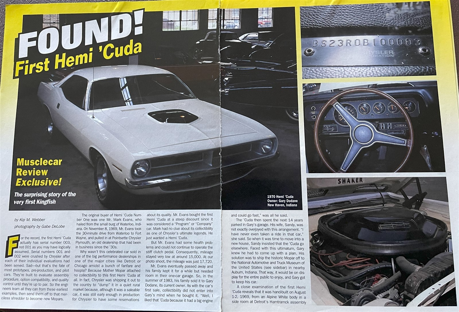 1970 PLYMOUTH BARRACUDA HEMI 'CUDA 5 pg Article FIRST PRODUCED