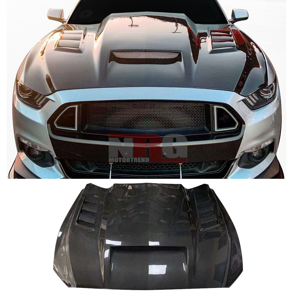 for 2015-2017 Mustang Ford TF style vented Carbon Fiber Hood