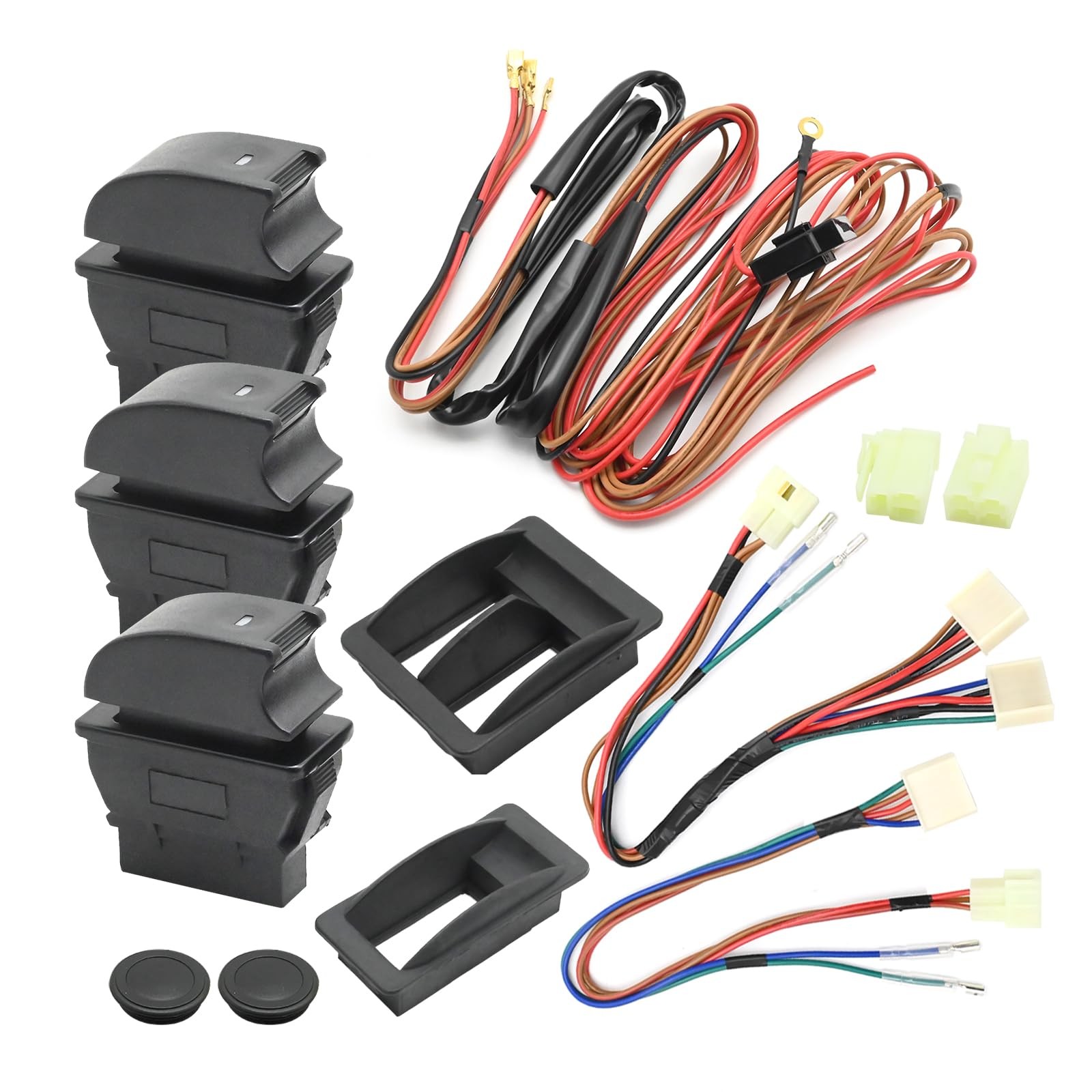 MDEOOSKY 12V Universal Power Windows Switch Kit, Plastic Wiring Black, Red 