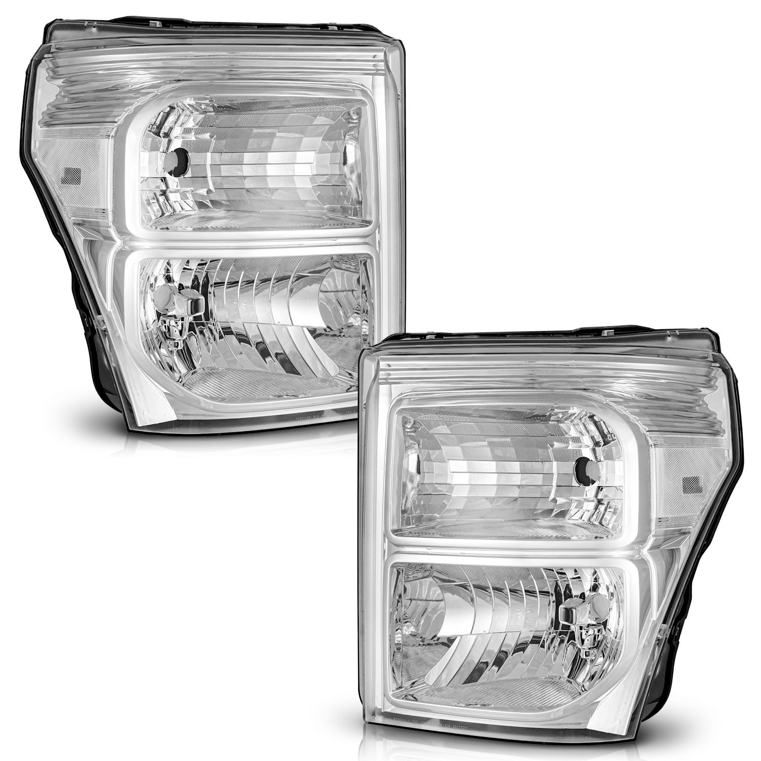 WEELMOTO Pair Clear Headlights For 2011-2016 Ford F250 F350 F450 F550 Super Duty