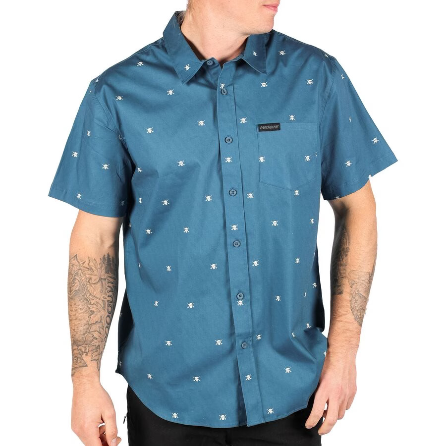 Fasthouse Jasper Button Up Shirt - Vintage Blue, Small 123008-30-08